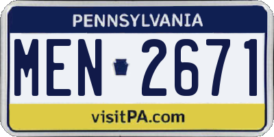 PA license plate MEN2671