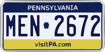 PA license plate MEN2672