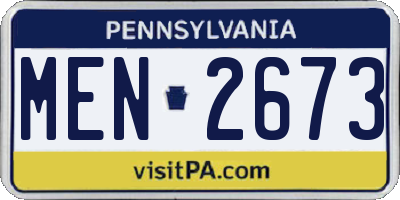 PA license plate MEN2673