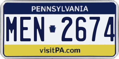 PA license plate MEN2674