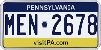 PA license plate MEN2678