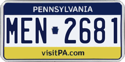 PA license plate MEN2681