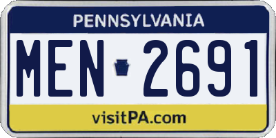 PA license plate MEN2691