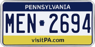 PA license plate MEN2694