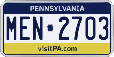 PA license plate MEN2703
