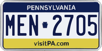 PA license plate MEN2705