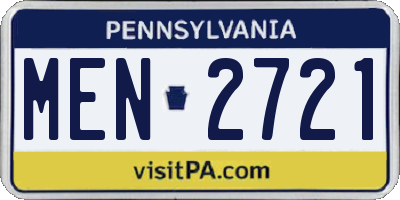 PA license plate MEN2721