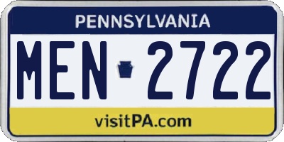 PA license plate MEN2722
