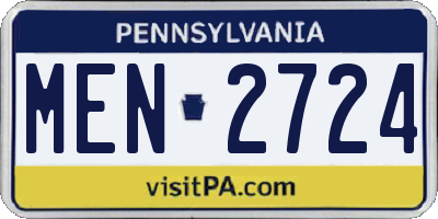 PA license plate MEN2724