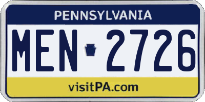 PA license plate MEN2726
