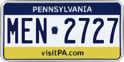 PA license plate MEN2727