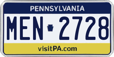 PA license plate MEN2728