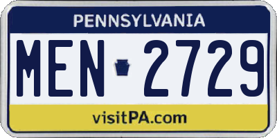 PA license plate MEN2729