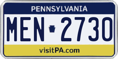 PA license plate MEN2730