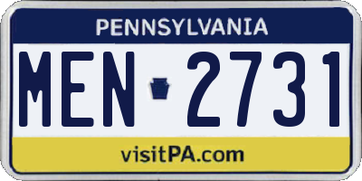 PA license plate MEN2731