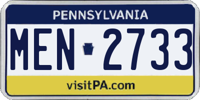 PA license plate MEN2733