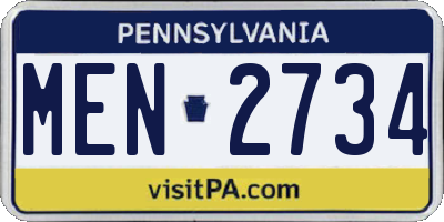 PA license plate MEN2734
