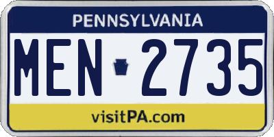 PA license plate MEN2735