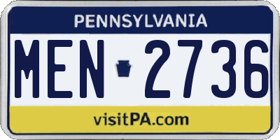 PA license plate MEN2736