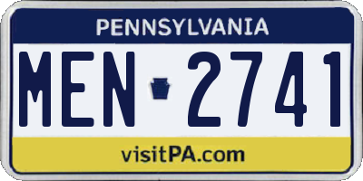 PA license plate MEN2741