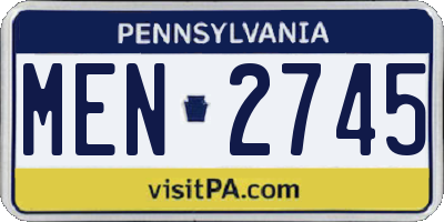 PA license plate MEN2745