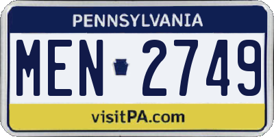 PA license plate MEN2749