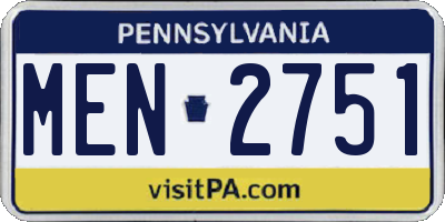 PA license plate MEN2751