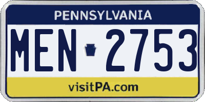 PA license plate MEN2753
