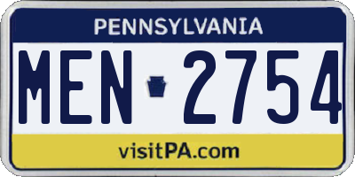 PA license plate MEN2754