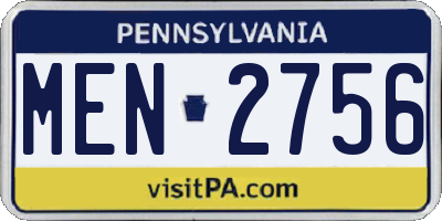 PA license plate MEN2756