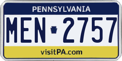 PA license plate MEN2757