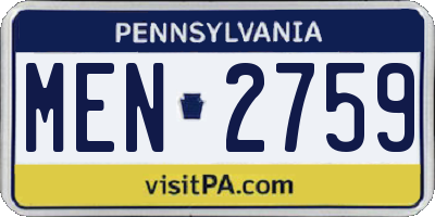 PA license plate MEN2759