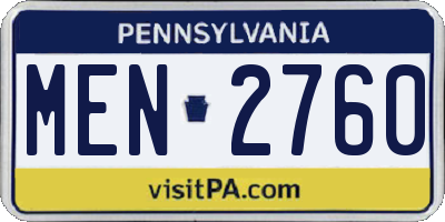 PA license plate MEN2760