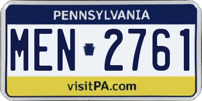 PA license plate MEN2761