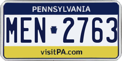 PA license plate MEN2763