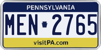 PA license plate MEN2765