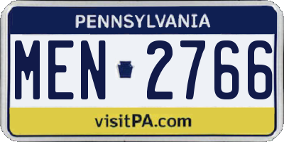 PA license plate MEN2766