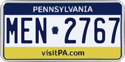 PA license plate MEN2767