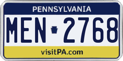 PA license plate MEN2768