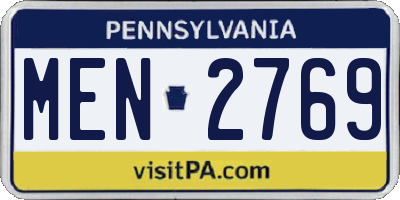 PA license plate MEN2769