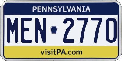 PA license plate MEN2770