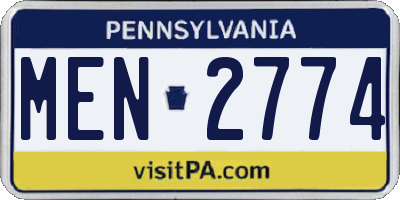 PA license plate MEN2774