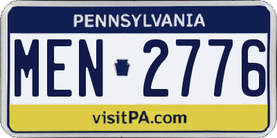 PA license plate MEN2776