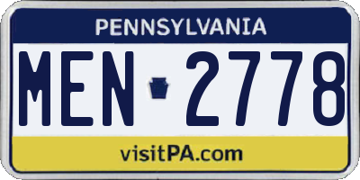 PA license plate MEN2778