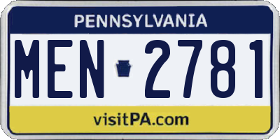 PA license plate MEN2781