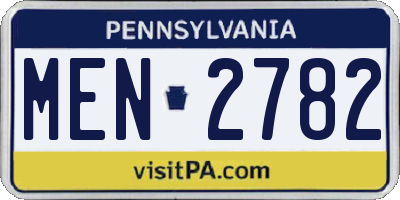PA license plate MEN2782