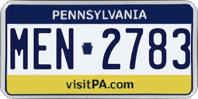 PA license plate MEN2783