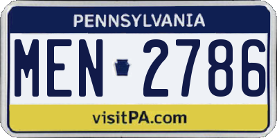 PA license plate MEN2786