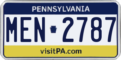 PA license plate MEN2787