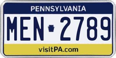 PA license plate MEN2789